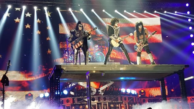 The band "KISS" on stage.