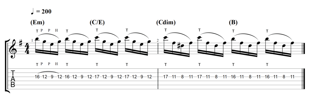 16th-note tapping sequence